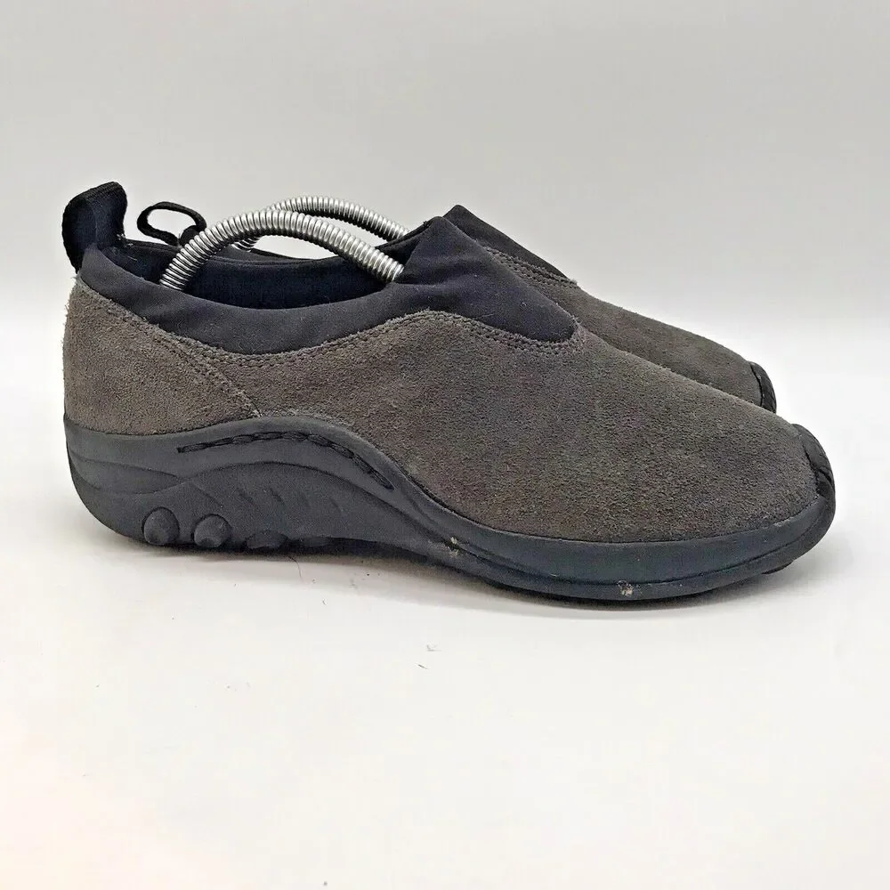 Earth Shoe Haley Slip On Loafers Women's 7.5 Gray & Black Suede Leather Shoes